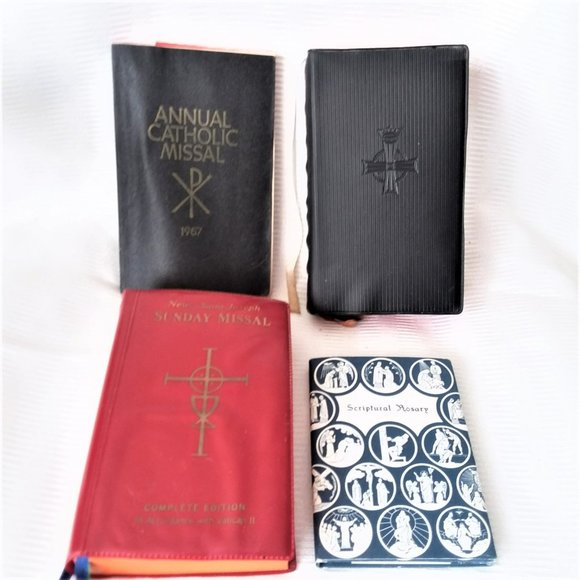 GOD Accents 4 Catholic Books Missals Vtg Scriptural Rosary Marian